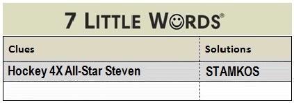 Hockey 4X All-Star Steven - 7 Little Words Answers